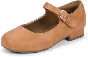 Hehainom Girls Dress Shoes Mary Jane Ballet Flats Little Big Kids Flower Girl Low Heels School Wedding Party Shoes