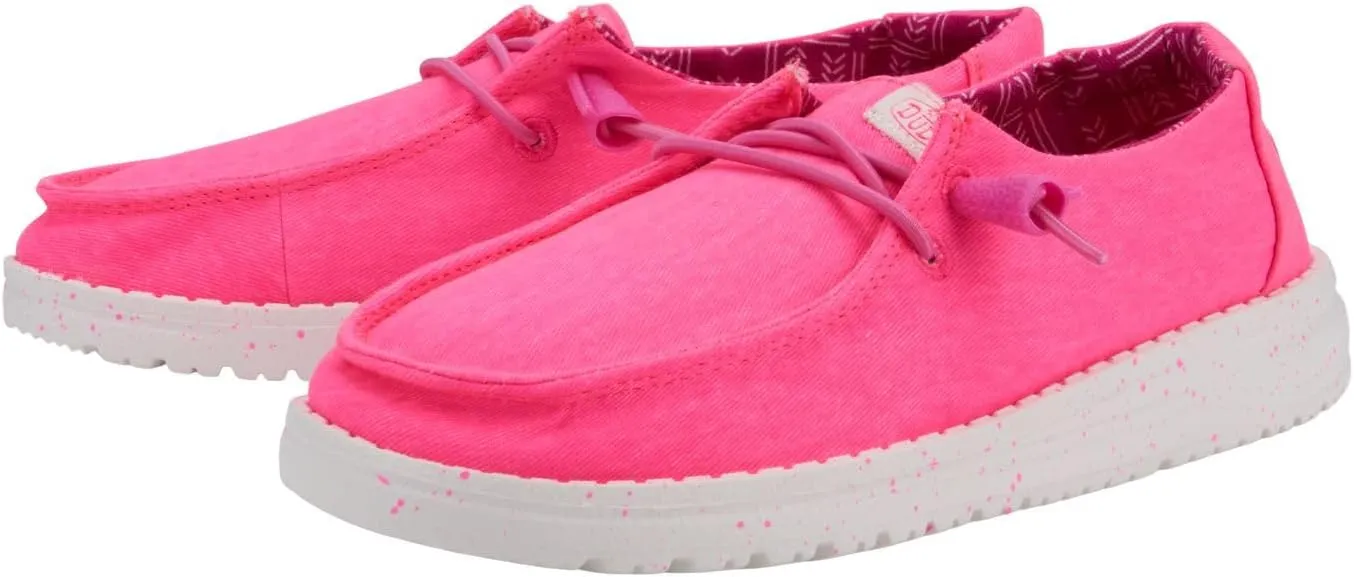 Hey Dude Girl's Wendy Stretch Canvas | Youth's Shoes | Youth Slip-on Loafers | Comfortable & Light-Weight