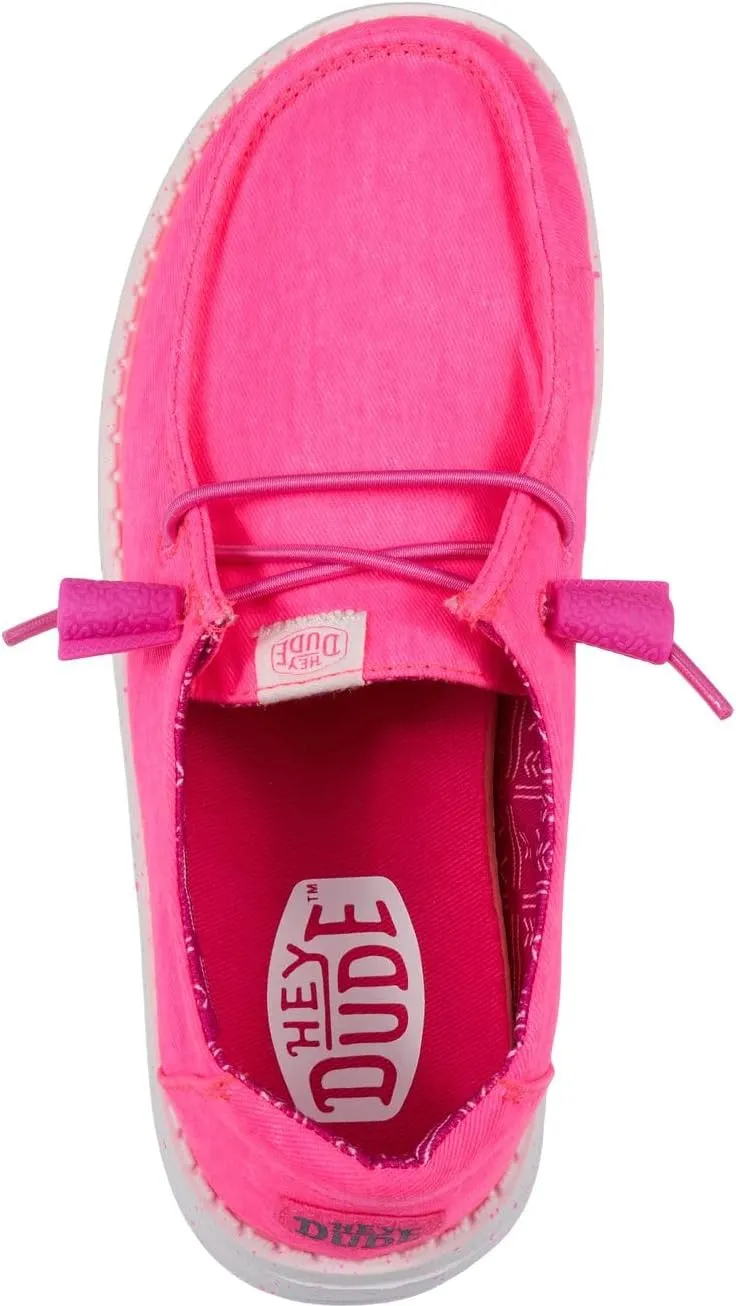 Hey Dude Girl's Wendy Stretch Canvas | Youth's Shoes | Youth Slip-on Loafers | Comfortable & Light-Weight