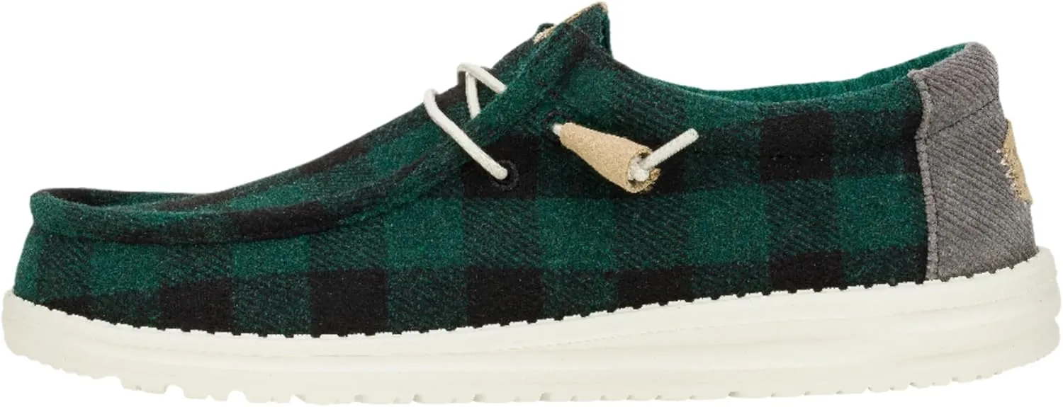 Hey Dude Wally Buffalo Plaid Hunter Green Size 10, Men’s Shoes, Men's Slip-on Loafers, Comfortable & Light-Weight