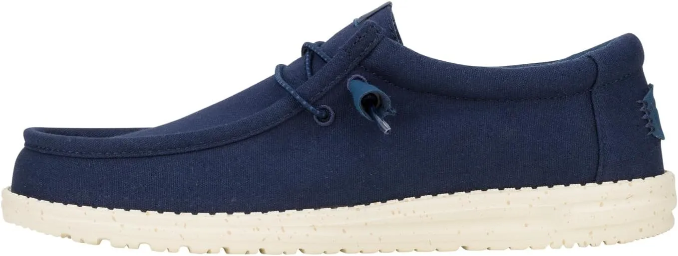 HEYDUDE Men's Wally Canvas Navy Size 10, Men’s Shoes, Slip-on Loafers, Comfortable & Light-Weight