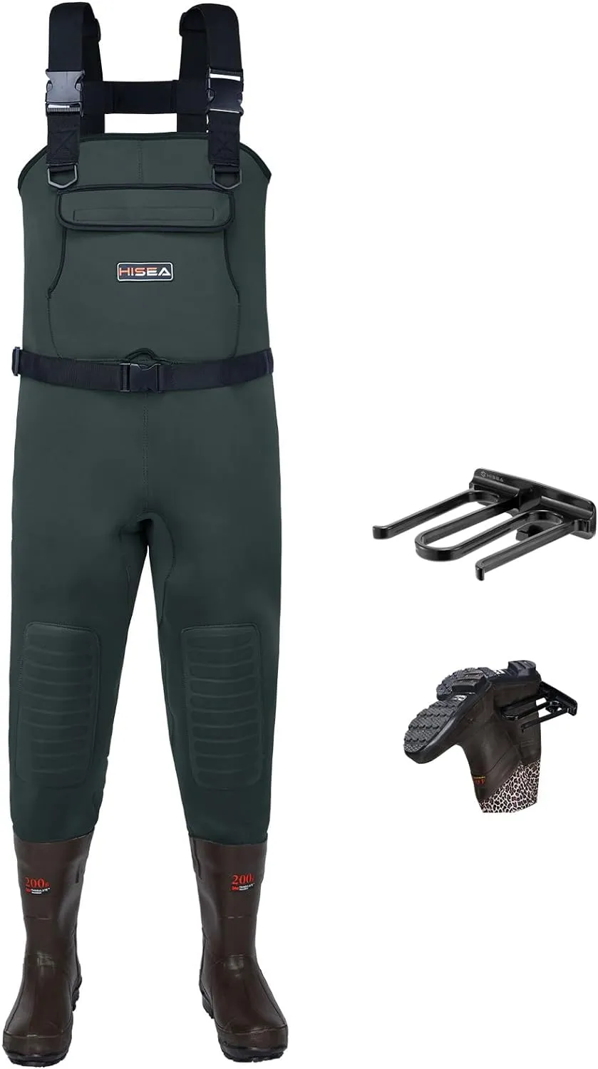 HISEA Neoprene Fishing Chest Waders for Men with Boots Cleated Bootfoot Waterproof Mens Womens Wader Fishing & Hunting Wader