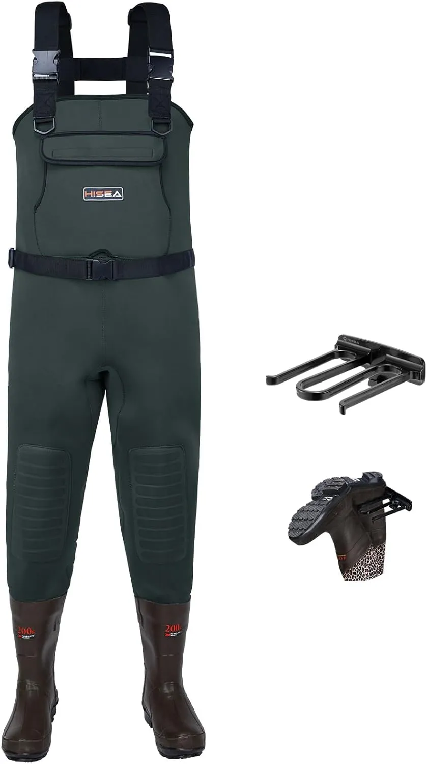HISEA Neoprene Fishing Chest Waders for Men with Boots Cleated Bootfoot Waterproof Mens Womens Wader Fishing & Hunting Wader
