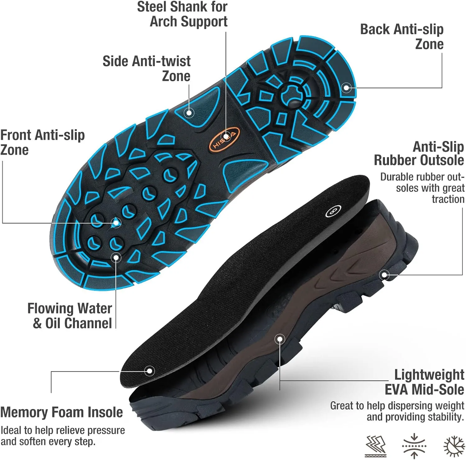 HISEA Rubber Hunting Boots for Men Waterproof Rain Boots for Mud Working Farming Fishing, Adjustable Calf