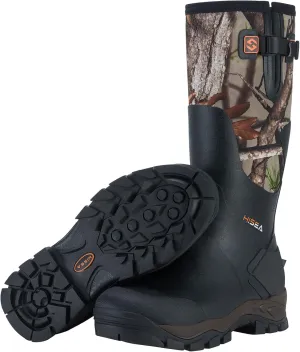 HISEA Rubber Hunting Boots for Men Waterproof Rain Boots for Mud Working Farming Fishing, Adjustable Calf