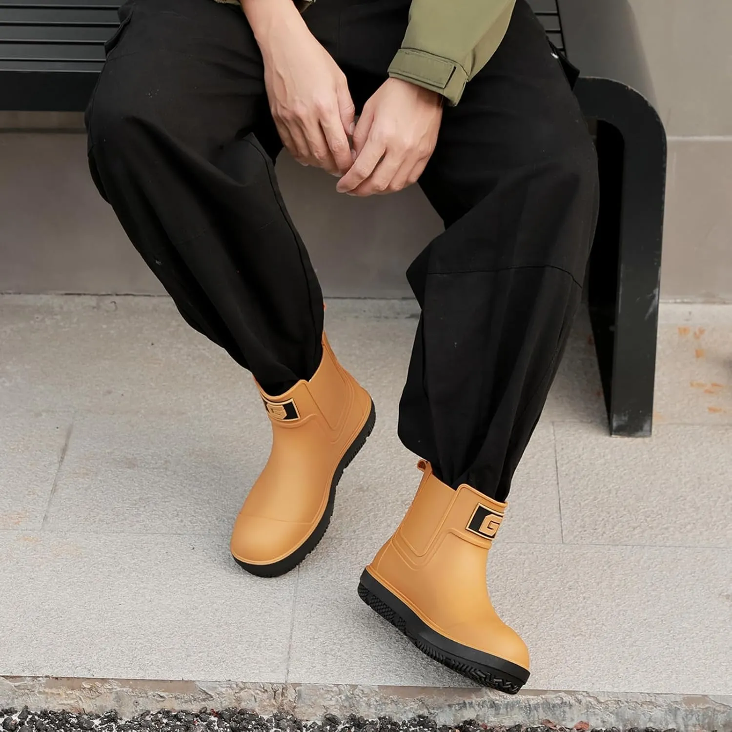 HSBDNZQ Deck Rain Boots Men Women, Short Waterproof Rubber Boots, Anti Slip Lightweight Water Shoes Unisex, Original Chelsea Garden Boots, Durable Fishing Boots Outdoor, Mud Work Booties