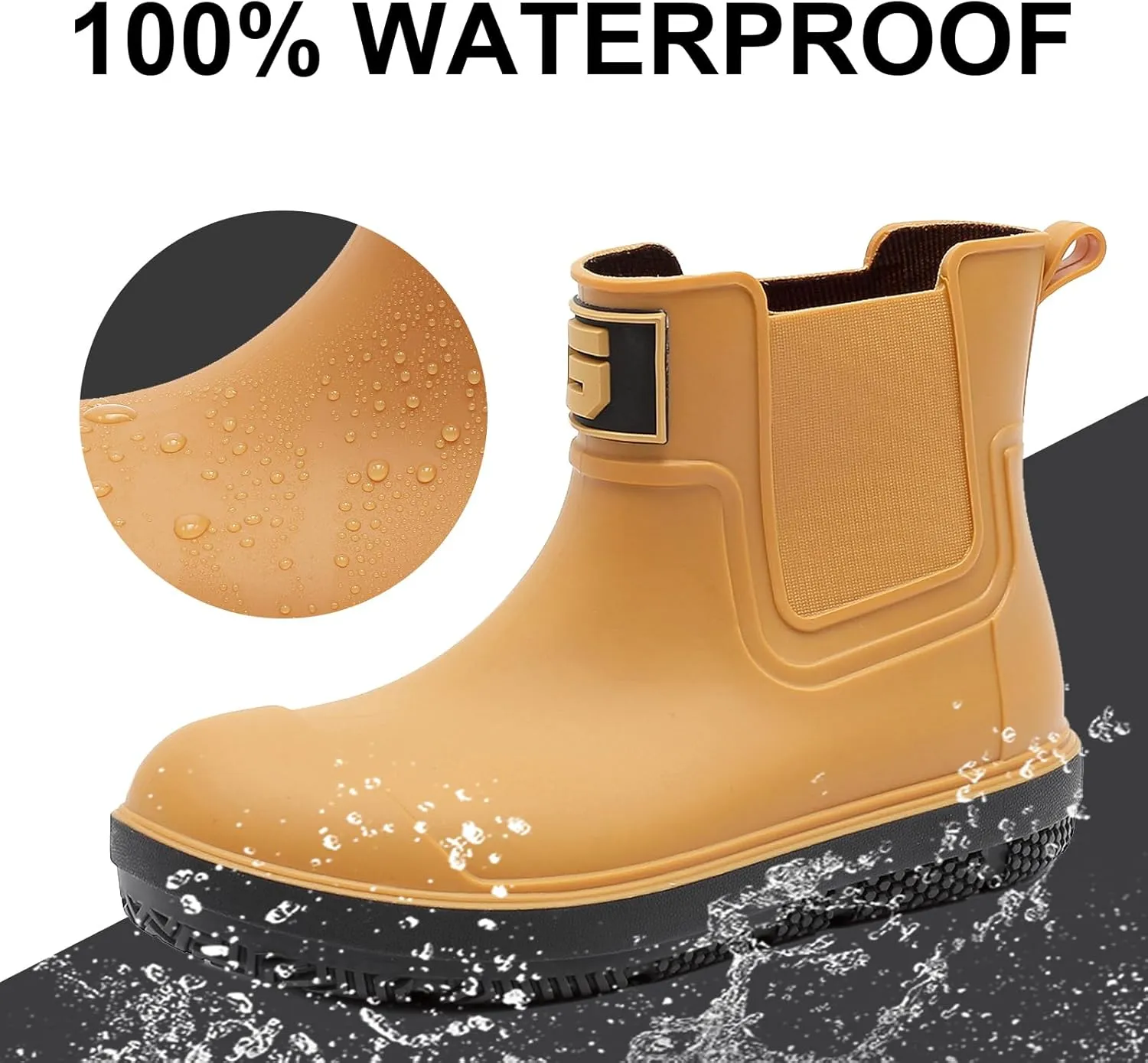 HSBDNZQ Deck Rain Boots Men Women, Short Waterproof Rubber Boots, Anti Slip Lightweight Water Shoes Unisex, Original Chelsea Garden Boots, Durable Fishing Boots Outdoor, Mud Work Booties