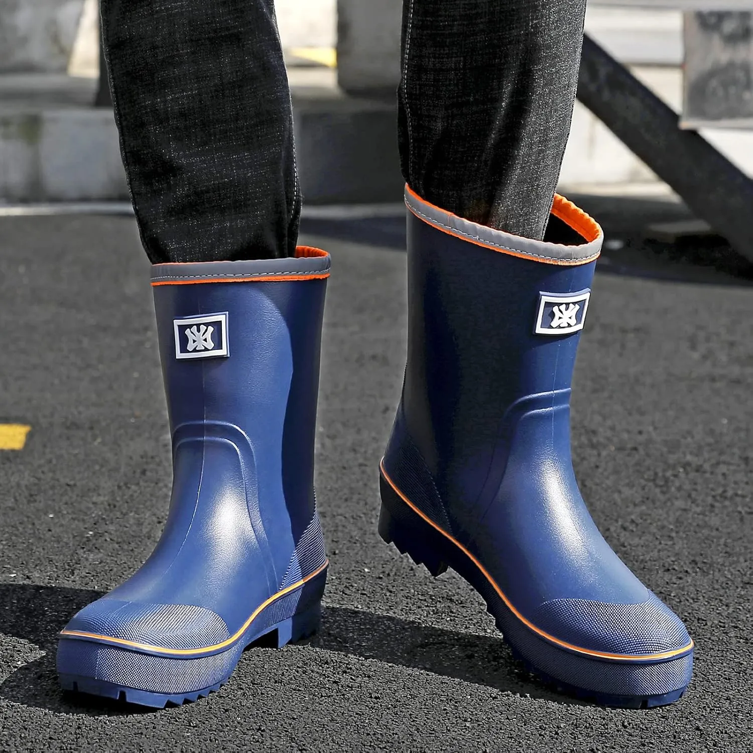 HSBDNZQ Rain Boots for Men, Waterproof Mens Rubber Boots with PVC Unique Design, Comfort Lightweight Work Mud Boots, Resistant Durable Slip Garden Boots for Farming Gardening Fishing
