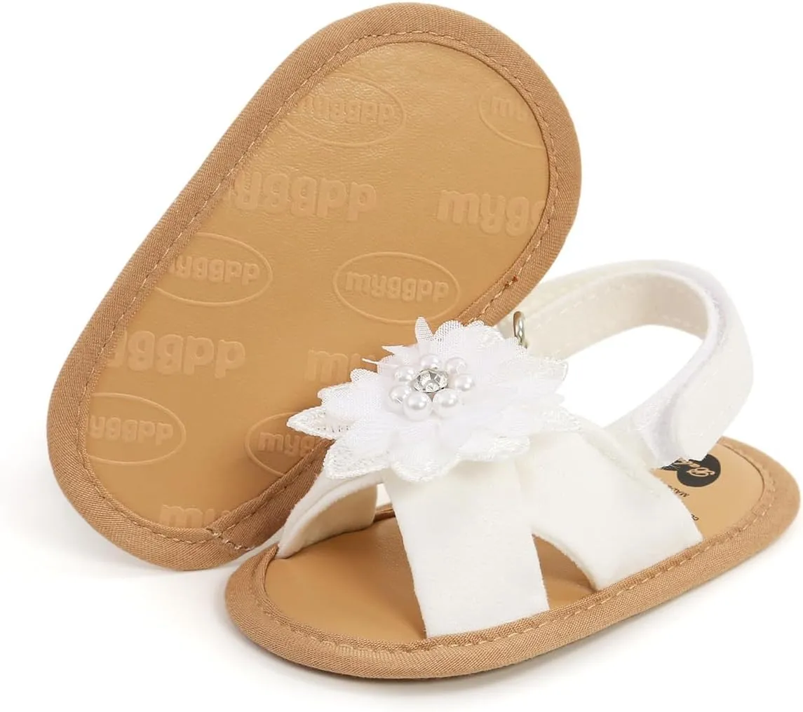HsdsBebe Baby Girls Sandals Bohemia Flower Bow Soft Sole Toddler First Walkers Beach Summer Shoes