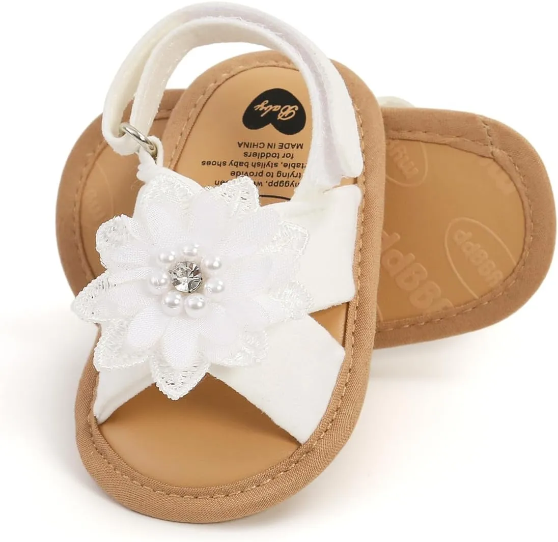 HsdsBebe Baby Girls Sandals Bohemia Flower Bow Soft Sole Toddler First Walkers Beach Summer Shoes