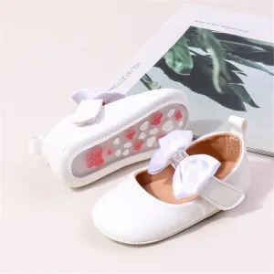 HsdsBebe Infant Baby Girls Mary Jane Flats Bow Non-Slip Soft Sole Princess Toddler First Walkers Sneaker Wedding Dress Shoes