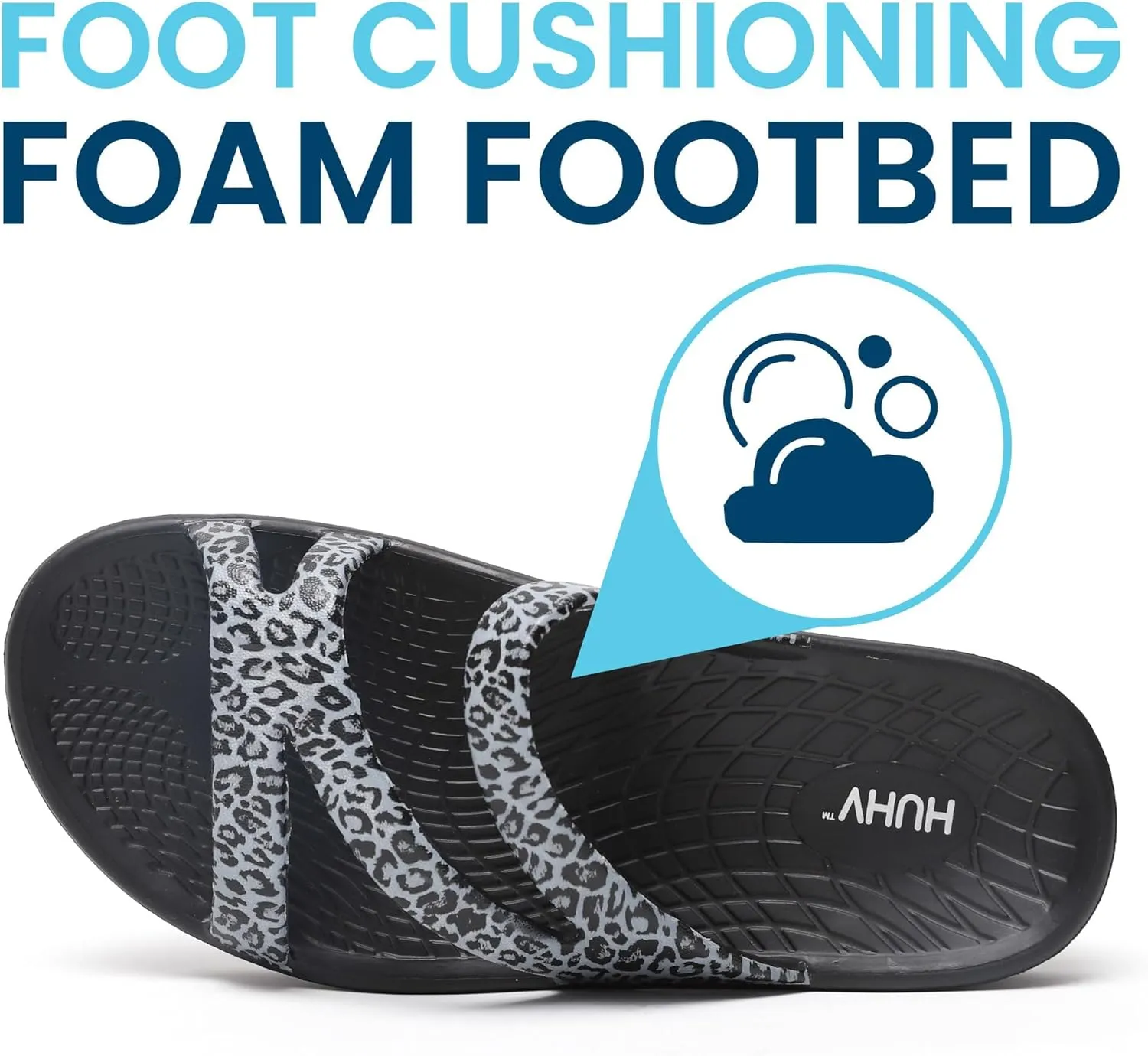 HUHV Recovery Comfort Sandals- Orthopedic Flip-Flop and Slide Sandals with Arch Support and Extra Cushion EVA Footbed for Men and Women