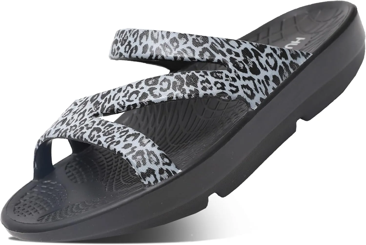 HUHV Recovery Comfort Sandals- Orthopedic Flip-Flop and Slide Sandals with Arch Support and Extra Cushion EVA Footbed for Men and Women