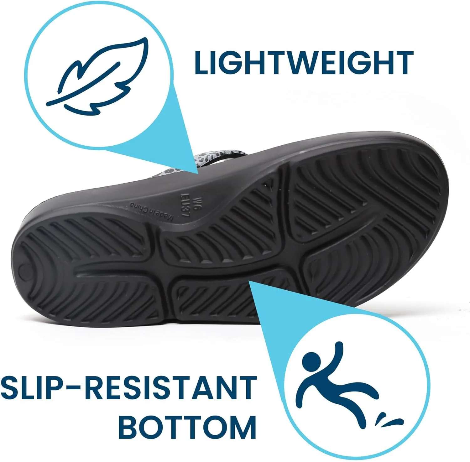 HUHV Recovery Comfort Sandals- Orthopedic Flip-Flop and Slide Sandals with Arch Support and Extra Cushion EVA Footbed for Men and Women