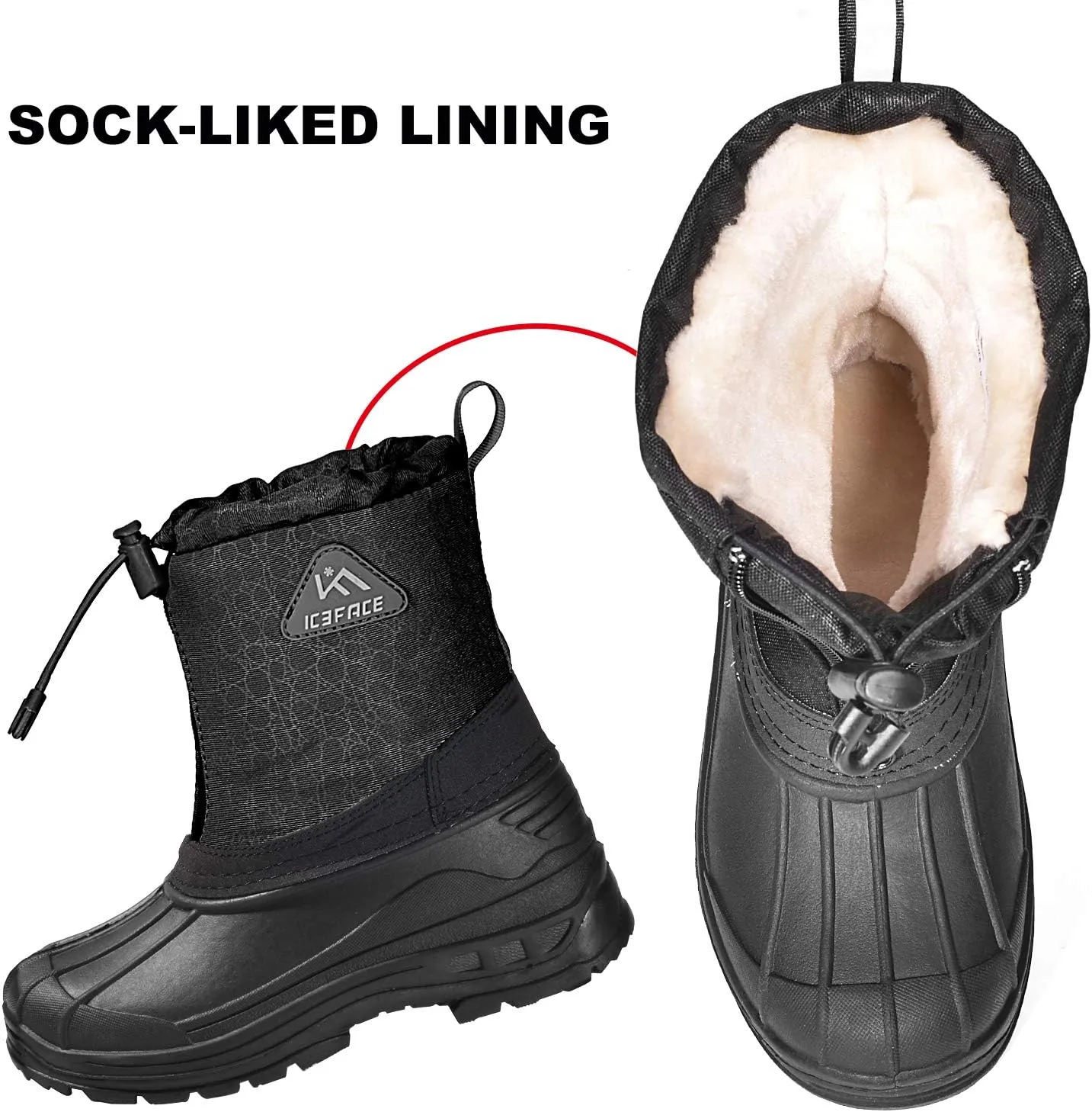 ICEFACE Toddler/Little Kids/Big Kids Winter Snow Boots for Boys Girls Toddler, Waterproof Insulated Snow Boots for Kids Boys Girls