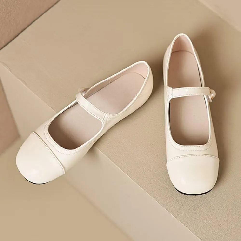 INEELUYI Women's Mary Jane Flats Retro Square Toe Soft Ballet Flats Comfort One Line Strap Dress Flats