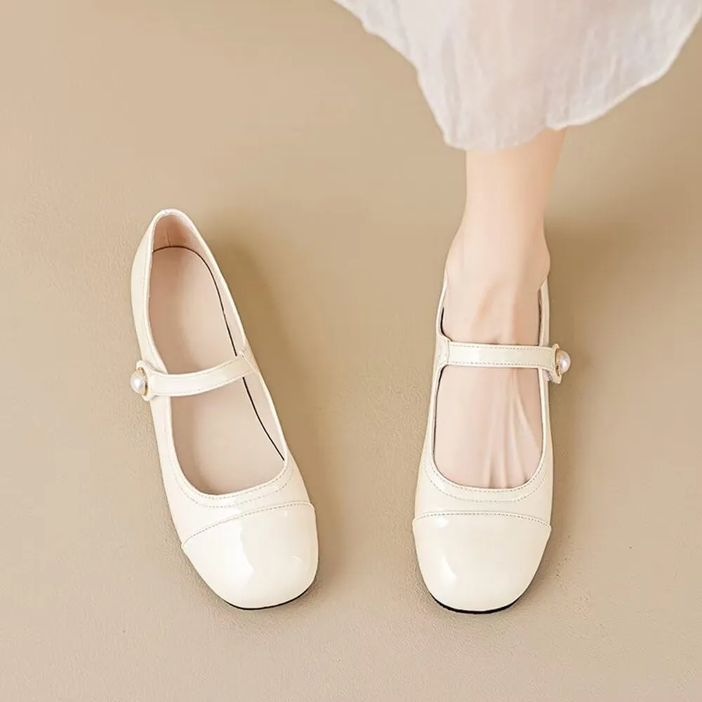INEELUYI Women's Mary Jane Flats Retro Square Toe Soft Ballet Flats Comfort One Line Strap Dress Flats