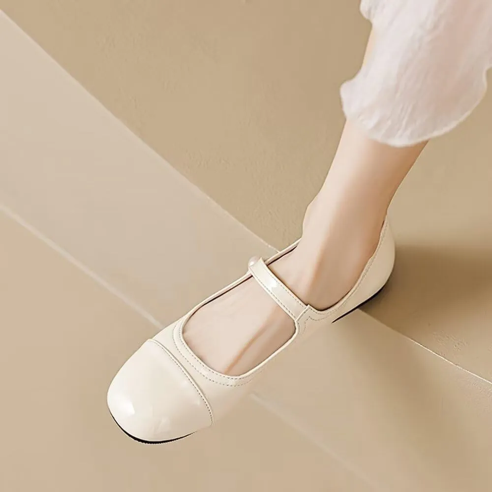 INEELUYI Women's Mary Jane Flats Retro Square Toe Soft Ballet Flats Comfort One Line Strap Dress Flats