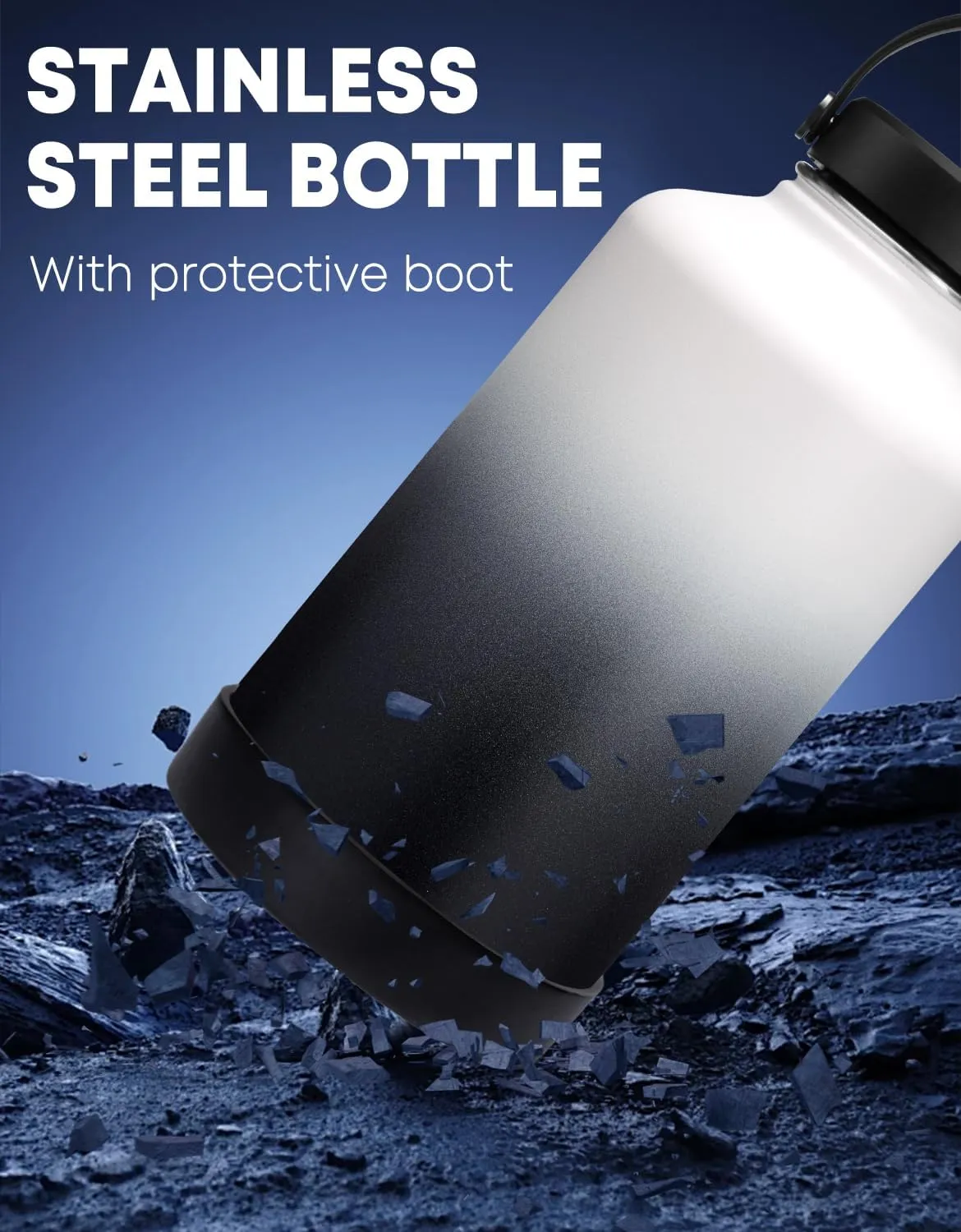 Insulated Water Bottle 40oz with Straw - Paracord Handle, Flex Cap, Bottle Holder with Strap & Silicone Cup boot, Vacuum Stainless Steel Water Bottles, Gym Water Flask Metal Jug Keep Cold 48H Hot 24H