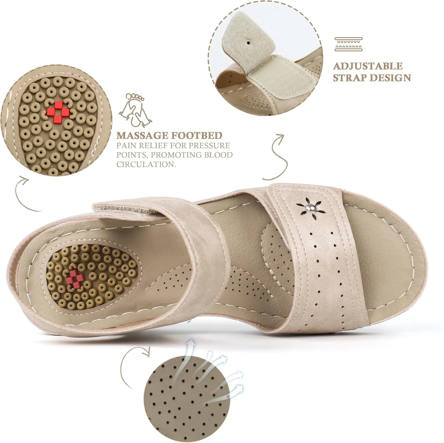 JABASIC Women Comfortable Sandals Orthotic Walking Sandals Orthopedic Arch Support Sandals