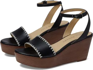 Jack Rogers Flagler Stitch Wedge Sandals for Women – Open Toe – Cork Upper – Stitching Detail – Rubber Outsole