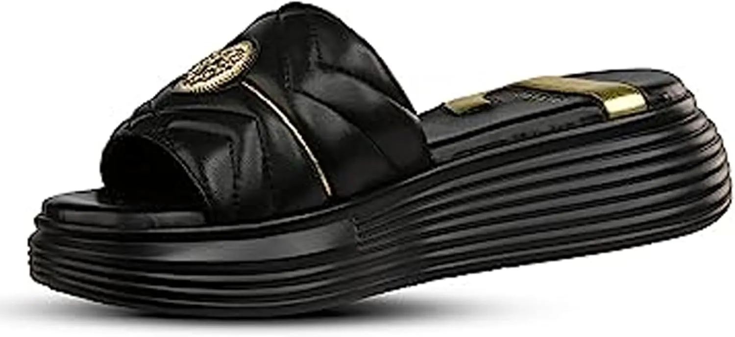 JATAREA Platform Women Sandal - Round Open-Toe Leather Summer Sandals for Women