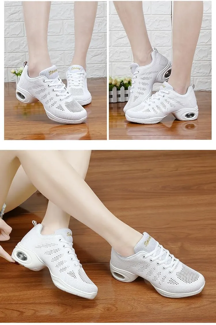 Jazz Dance Shoes Women's Lace-Up Dance Sneakers Women's Split Shoes Air Cushion Modern Dance Shoes Thick Sole