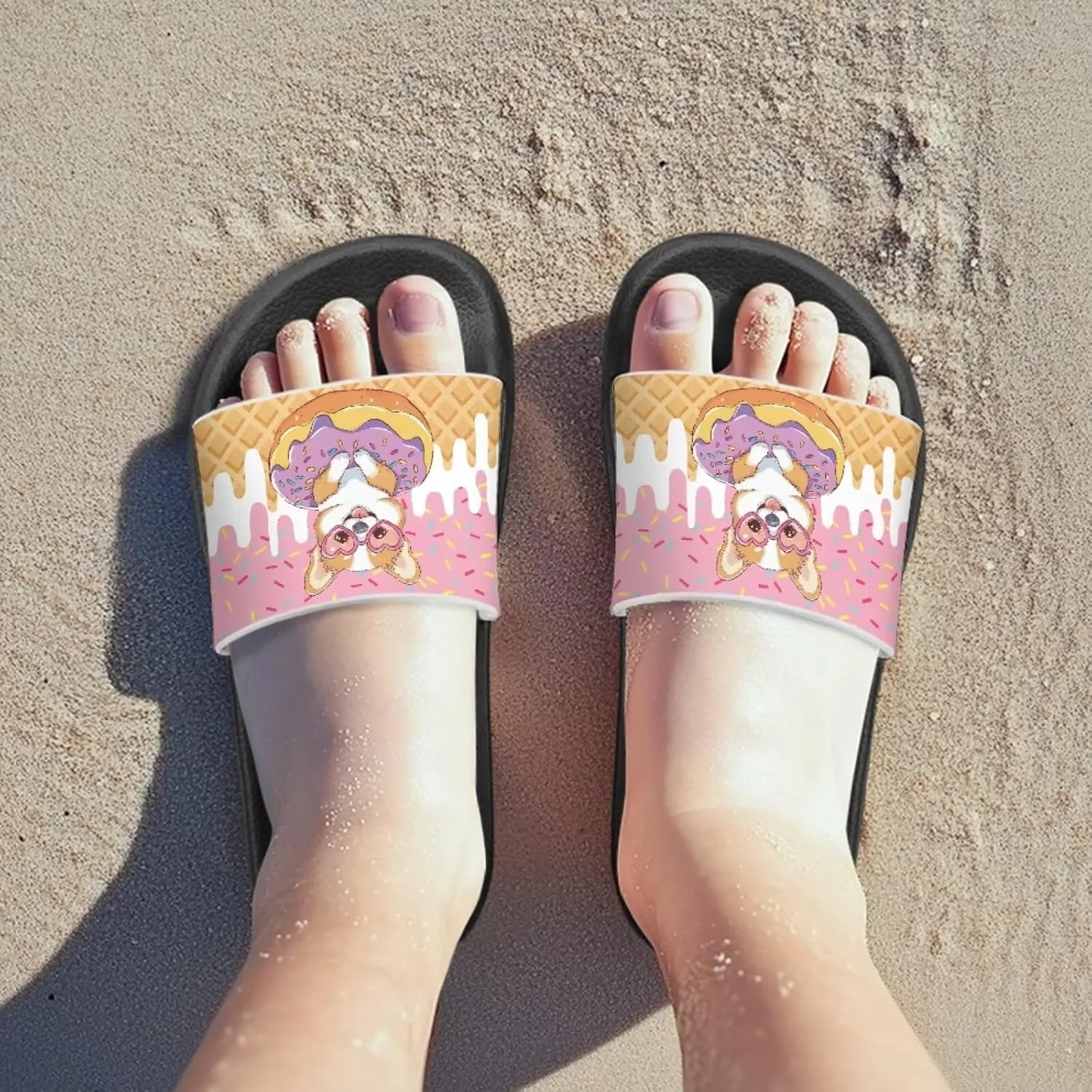 Jeiento Kids Cat Slide Sandals Comfort Sport Slippers Lightweight Non Slip Beach Sandals Children Shower Shoes