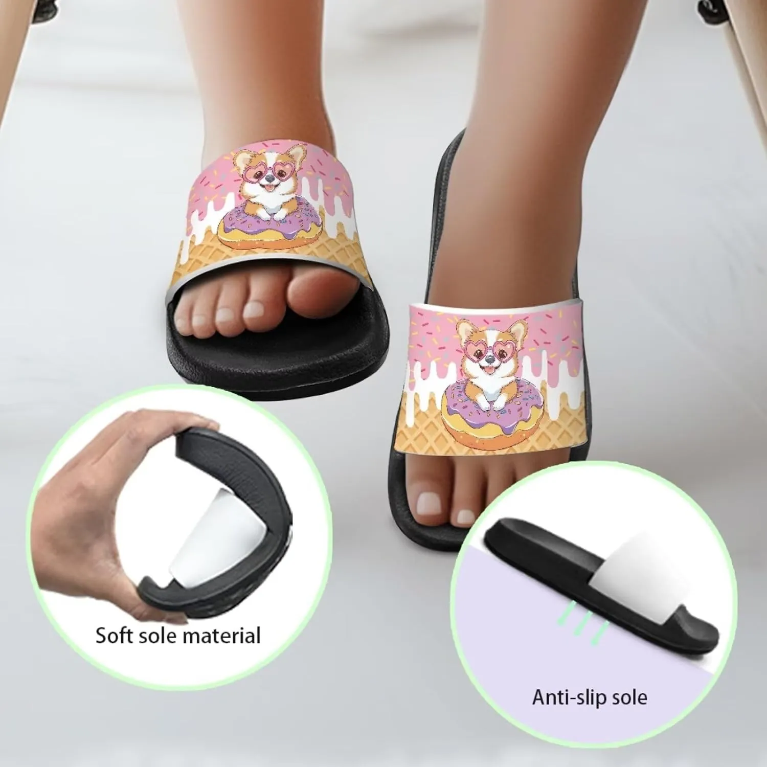 Jeiento Kids Cat Slide Sandals Comfort Sport Slippers Lightweight Non Slip Beach Sandals Children Shower Shoes