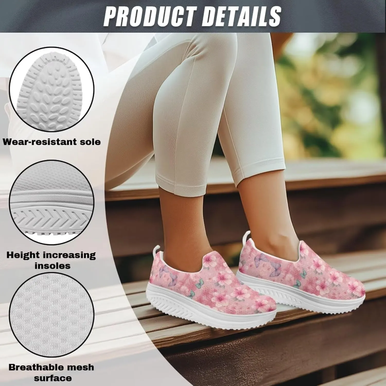 Jeiento Platform Sneakers for Women Lady Lightweight Comfy Walking Shoes Slip On Casual Footwear Nurse Shoe Animal Pattern