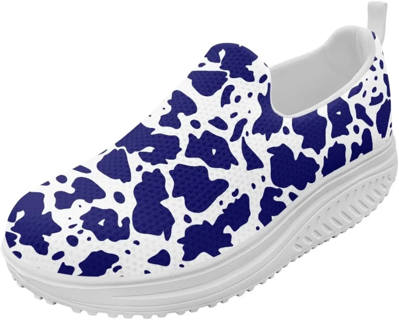Jeiento Platform Sneakers for Women Lady Lightweight Comfy Walking Shoes Slip On Casual Footwear Nurse Shoe Animal Pattern