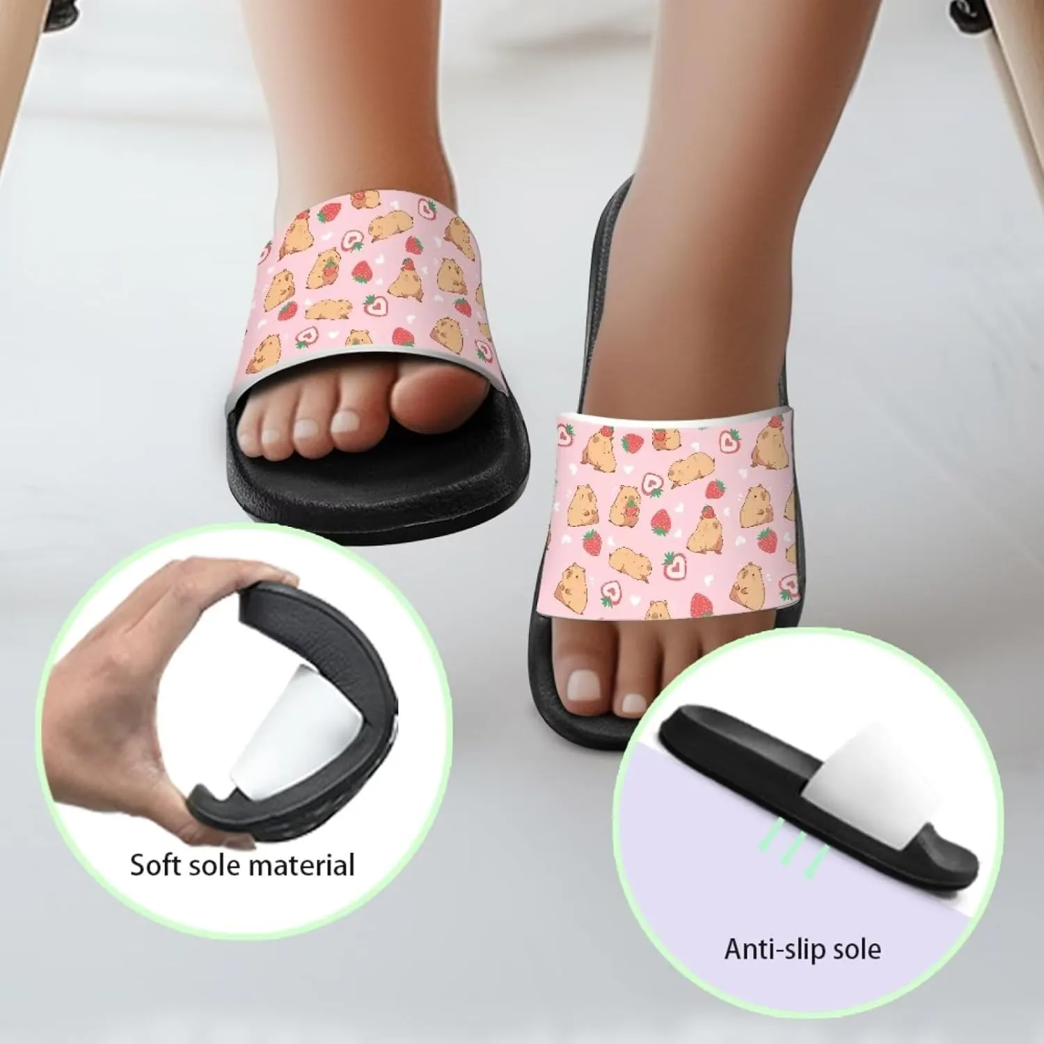 Jeiento Unisex Children Sandals Thick Sole Comfort Footed Casual Slide Open Toe Flat Sandals for Beach,Pool,Bathroom