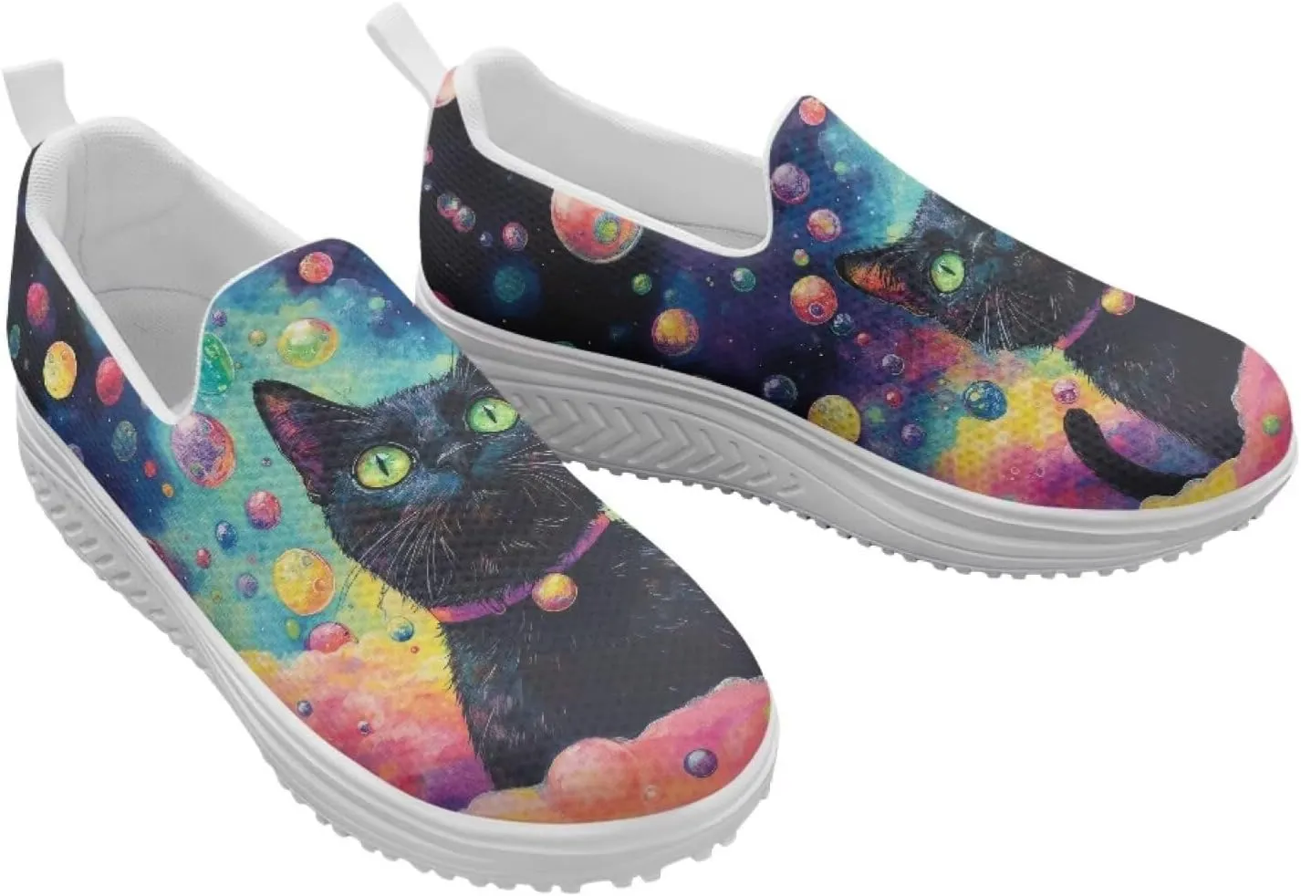Jeiento Womens Platform Fashion Sneakers with Rocker Bottom Low Top Tennis Shoes Slip-On Walking Sneaker Work,Athletic,Casual Footwear