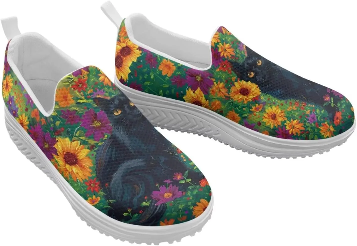 Jeiento Womens Platform Fashion Sneakers with Rocker Bottom Low Top Tennis Shoes Slip-On Walking Sneaker Work,Athletic,Casual Footwear