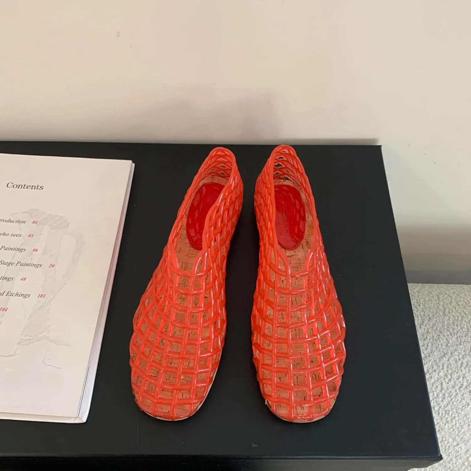 Jelly Mesh Ballet Flats for Women Clear Hollow Jelly Shoes Sandals Round Toe Non-Slip Beach Ballerina Jellies Flats Shoes