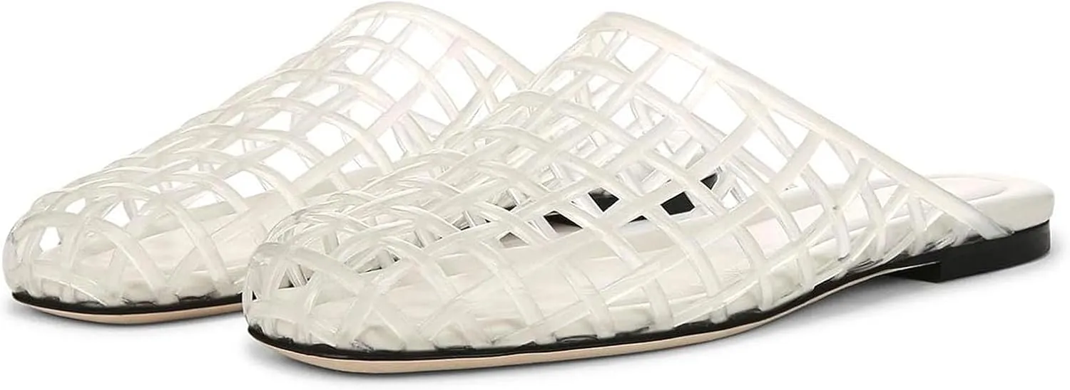 Jelly Shoes for Women Slip on Jelly Mesh Slides Comfortable Closed Toe Jelly Flats Sandals Jelly Summer Beach Slippers