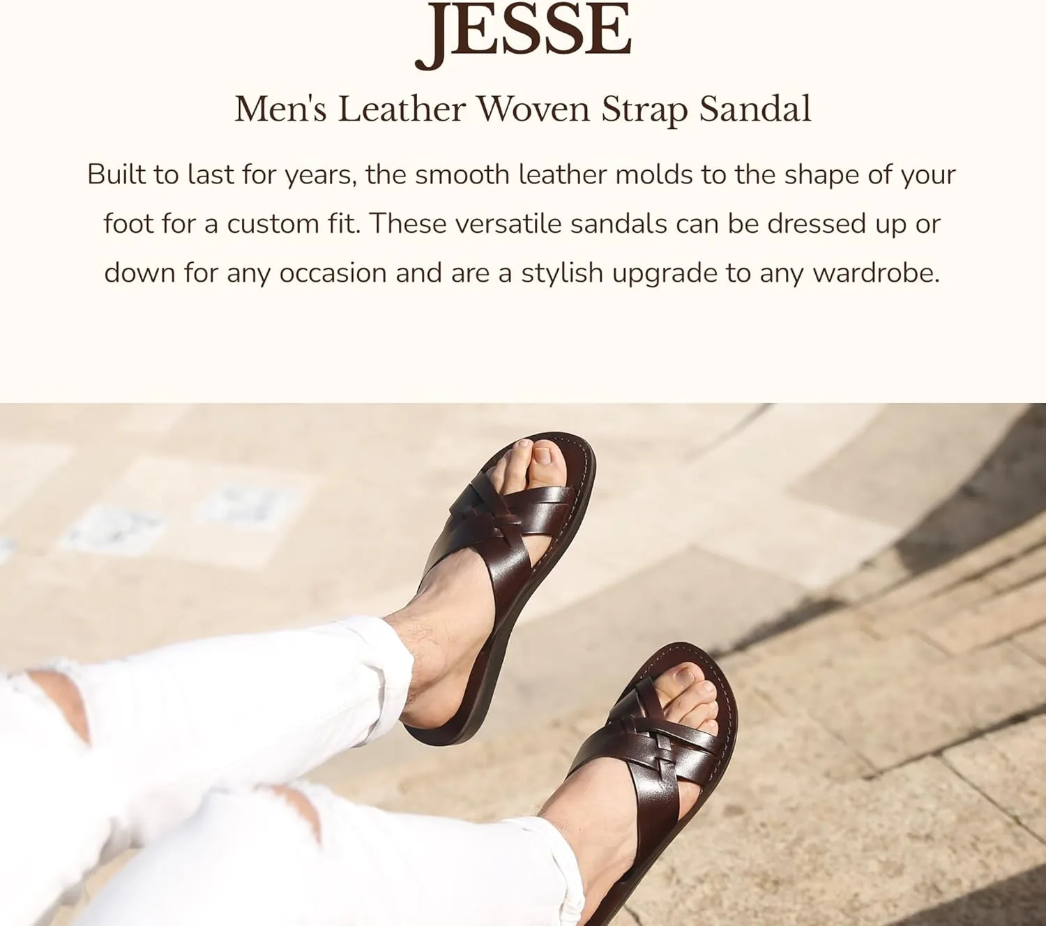 Jesse - Leather Woven Strap Sandal - Mens Sandals