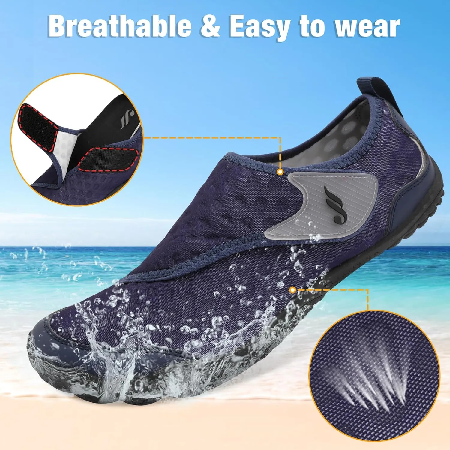 JIASUQI Water Shoes for Men Women Barefoot Swim Beach Shoes Quick Dry Hiking Shoes Sneakers for Adults