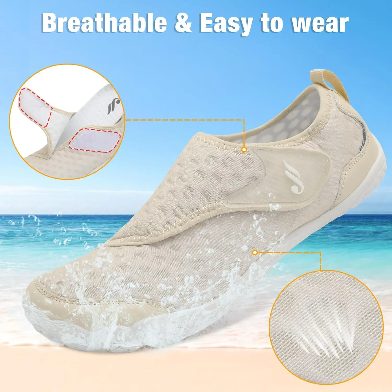 JIASUQI Water Shoes for Men Women Barefoot Swim Beach Shoes Quick Dry Hiking Shoes Sneakers for Adults