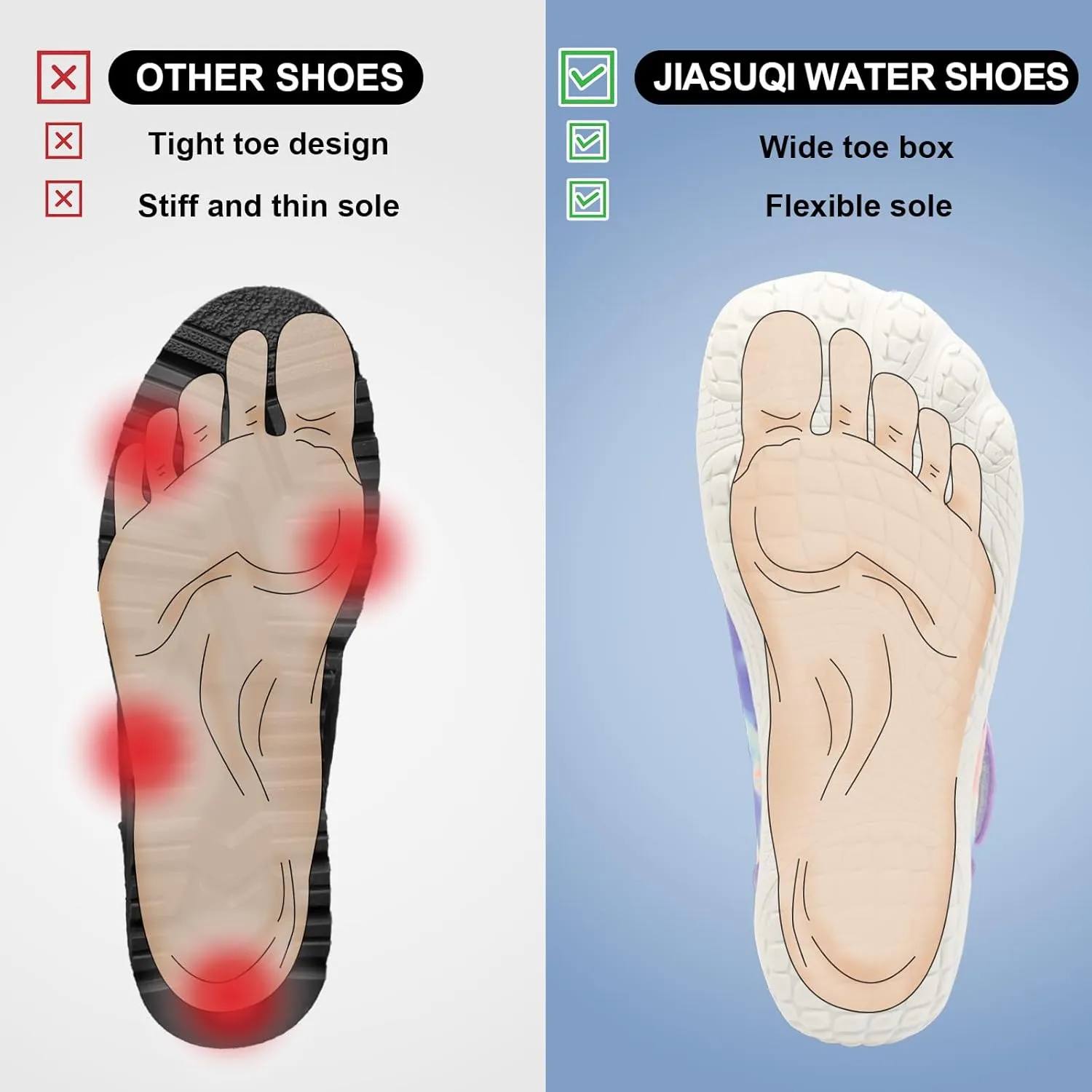 JIASUQI Water Shoes for Men Women Barefoot Swim Beach Shoes Quick Dry Hiking Shoes Sneakers for Adults