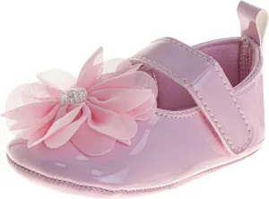 Josmo Baby Girl Dress Shoes Soft Sole Flats Crib Shoes Bowknot & Floral Design for Newborn & First Walker Sandals Size 2-4 Infant