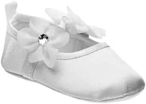Josmo Baby Girls Soft Sole Flower Bow Princess Wedding Dress Mary Jane Flats Prewalker Newborn Light Baby Shoes Size 2-4 Infant