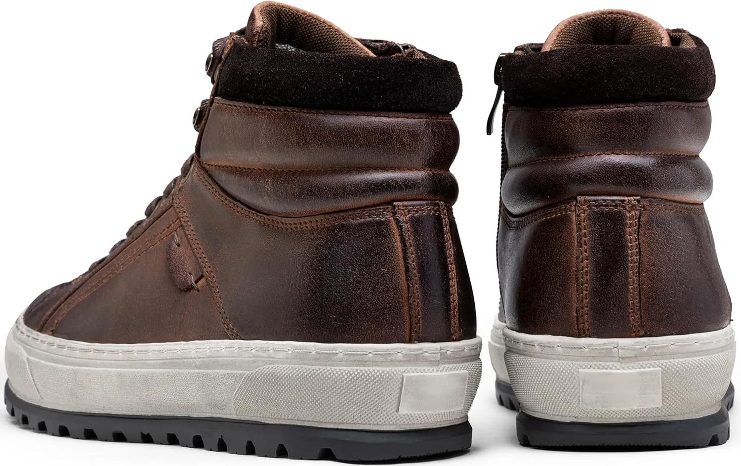 Jousen Mens Casual Shoes Leather High Top Fashion Sneakers for Men