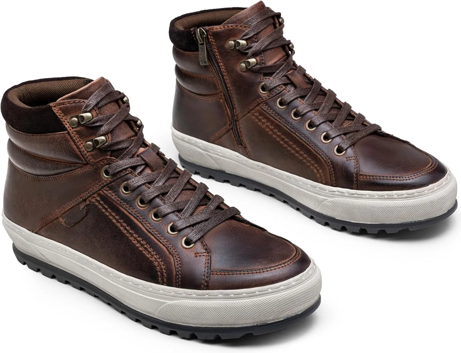 Jousen Mens Casual Shoes Leather High Top Fashion Sneakers for Men
