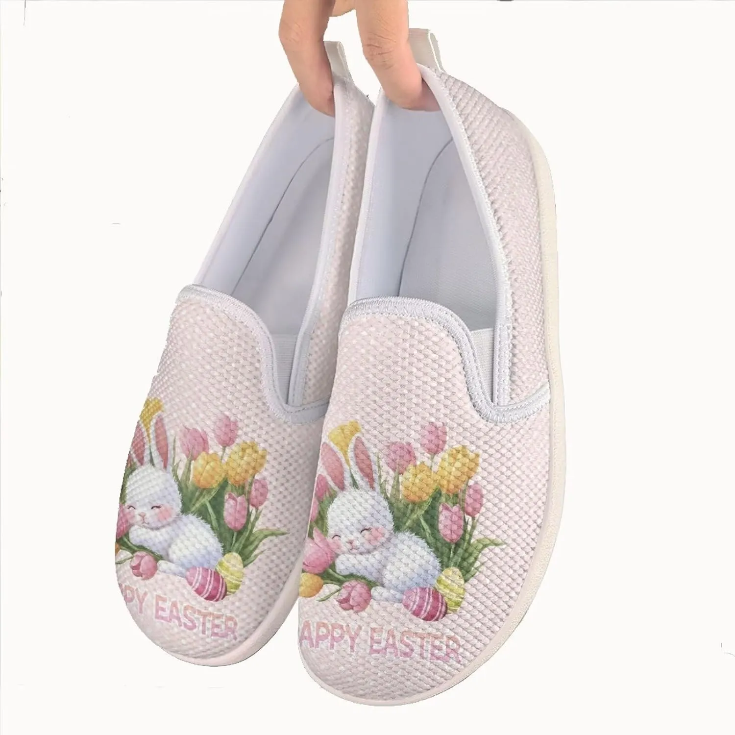 JoyLamoria Retro Butterfly Print Slip on Sneakers Mesh Fashion Running Shoes Sneakers Women Men Walking Shoes Arch Support Causal Flats