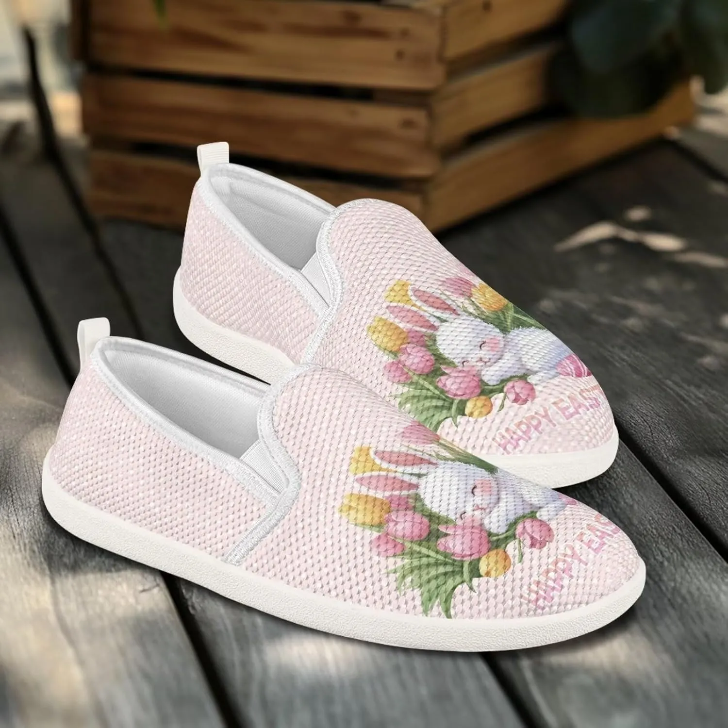 JoyLamoria Retro Butterfly Print Slip on Sneakers Mesh Fashion Running Shoes Sneakers Women Men Walking Shoes Arch Support Causal Flats