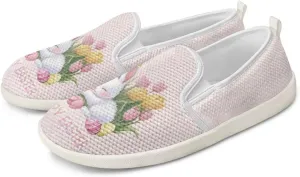 JoyLamoria Retro Butterfly Print Slip on Sneakers Mesh Fashion Running Shoes Sneakers Women Men Walking Shoes Arch Support Causal Flats