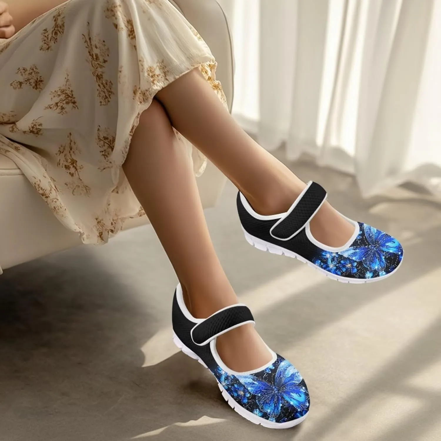 JoyLamoria Sloth Travel Mary Jane Low Top Party Sneakers Womens Adjustable Walking Shoes Indoor Outdoor Home Slippers