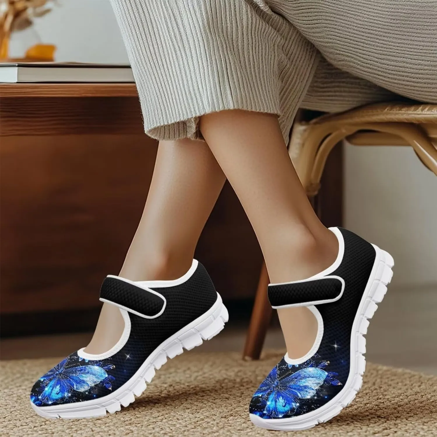 JoyLamoria Sloth Travel Mary Jane Low Top Party Sneakers Womens Adjustable Walking Shoes Indoor Outdoor Home Slippers