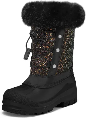 K KomForme Boys & Girls Snow Boots Insulated Fur Lined Warm Anti-Slip Waterproof Winter Boot (Toddler/Little Kid/Big Kid)